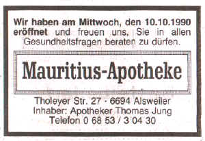 Geschichte der Mauritius Apotheke